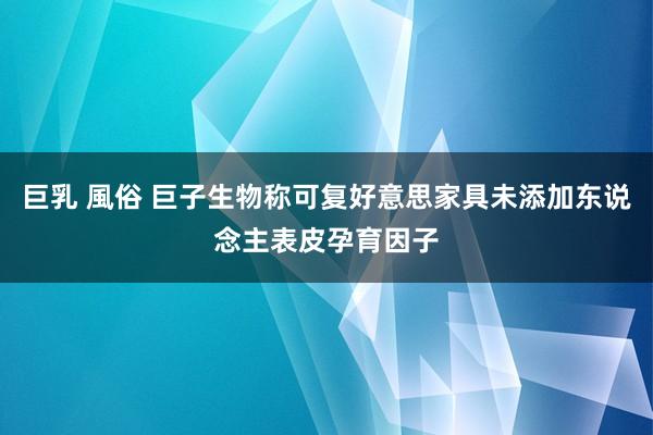 巨乳 風俗 巨子生物称可复好意思家具未添加东说念主表皮孕育因子